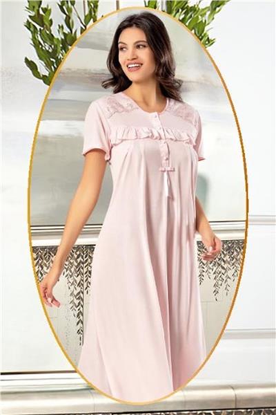 XSES 2375 Kadın Hamile Lohusa Sabahlıklı Gecelik Takım-Pudra
