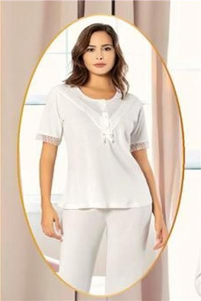 XSES 4850 Kadın Hamile Lohusa Sabahlıklı Pijama Takım-Ekru