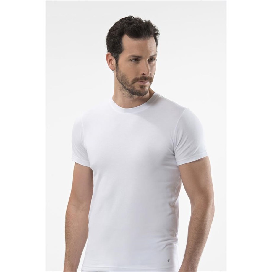 Cacharel 1307 O Yaka Kısa Kollu Erkek T-Shirt - BeyazRahat Ev GiyimCACHAREL