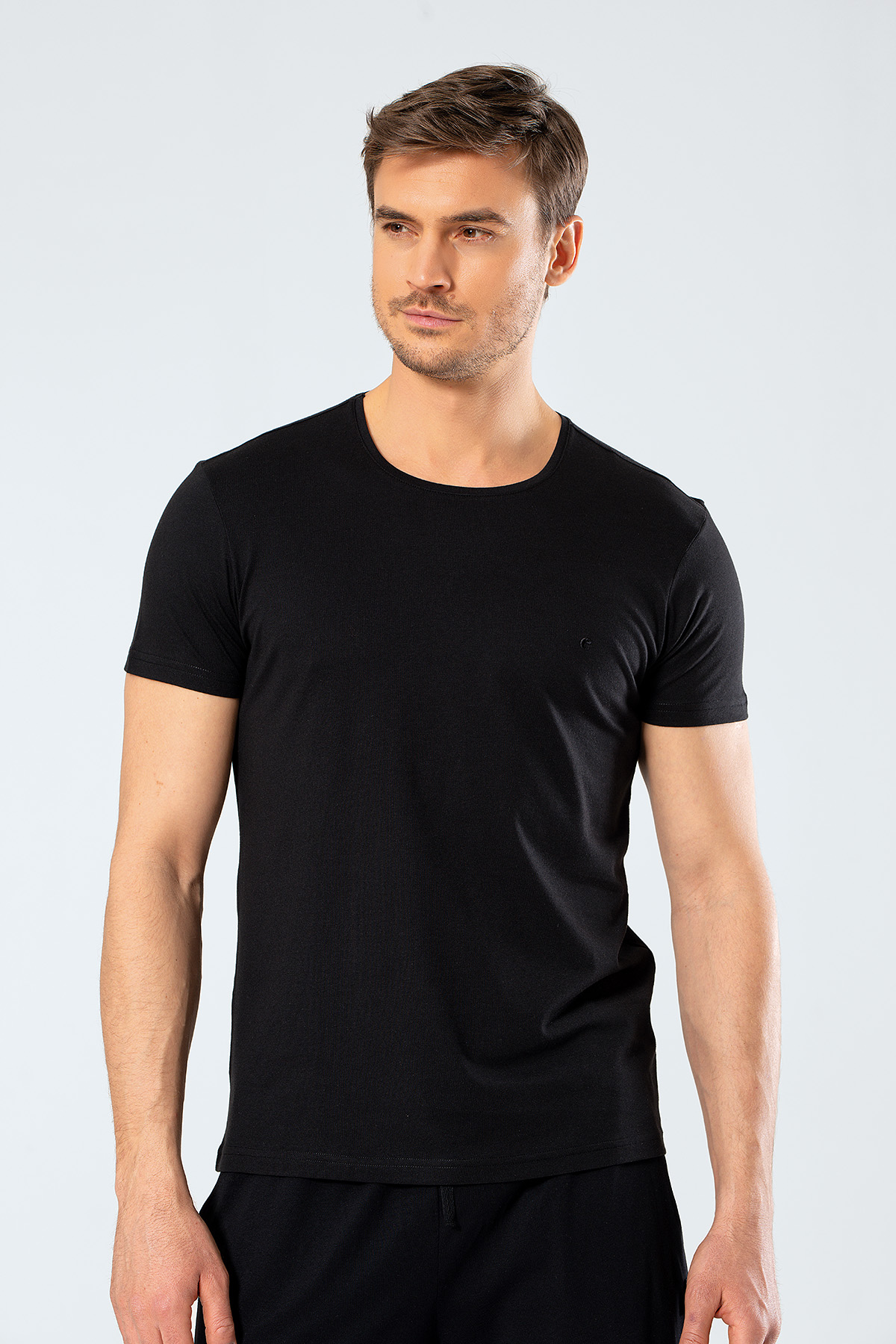 Rahat Ev GiyimCacharel 2169 Modal O Yaka Erkek T-Shirt  - Siyah