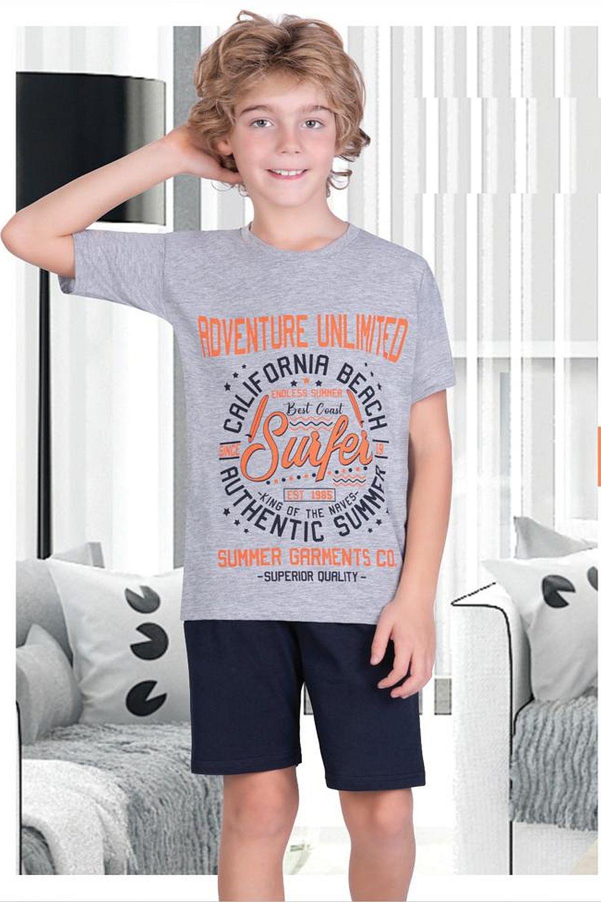 Uyku GiyimErsoy 840G Erkek Çocuk Garson Boy Kısa Kollu Şortlu Pijama Takımı-Gri | Pijamapazari.comErsoy 840G Erkek Çocuk Garson Boy Kısa Kollu Şortlu Pijama Takımı-Gri