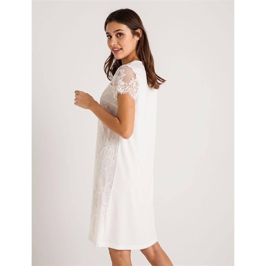 Magic Form 26414 Koton Dantelli Sabahlık Gecelik Takım - EkruGeceliklerMagic Form