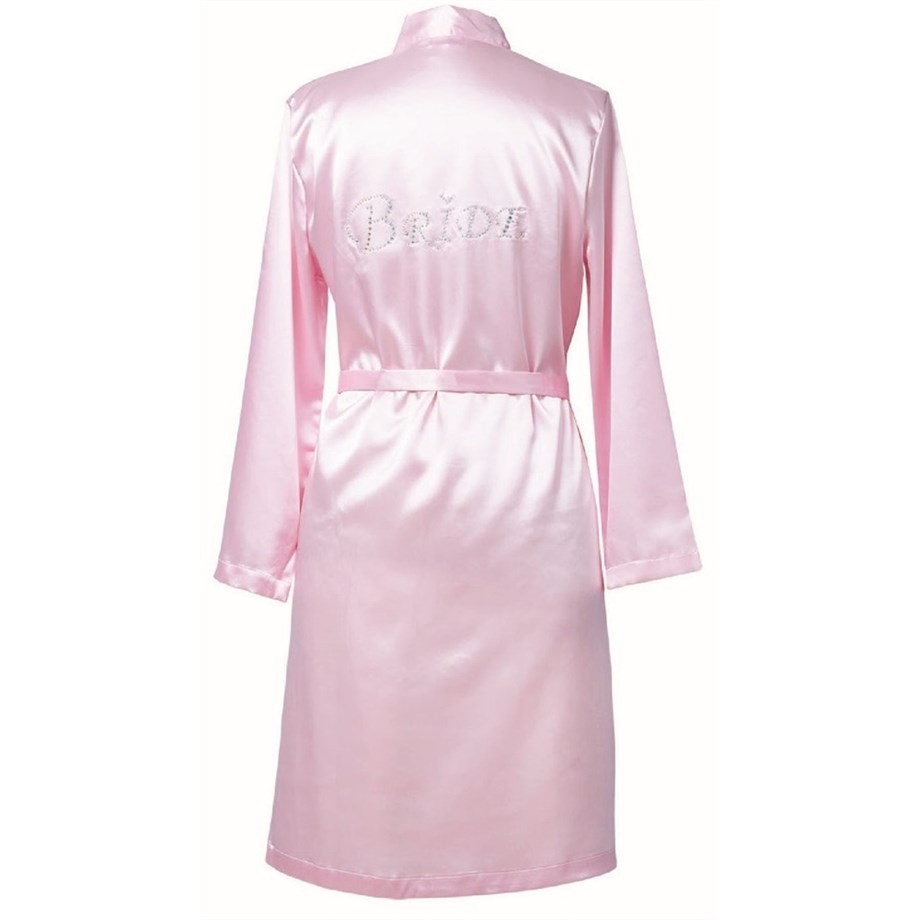 Magic Form 30427 Düz Saten Kumaşlı Arkası Bride Yazılı Kısa Sabahlık - PembeSaten Tek SabahlıklarMagic Form