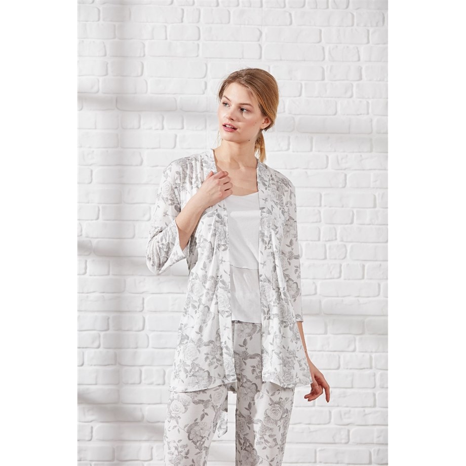 Magic Form 32630 Penye Üçlü Pijama Takımı - GriSaten PijamalarMagic Form
