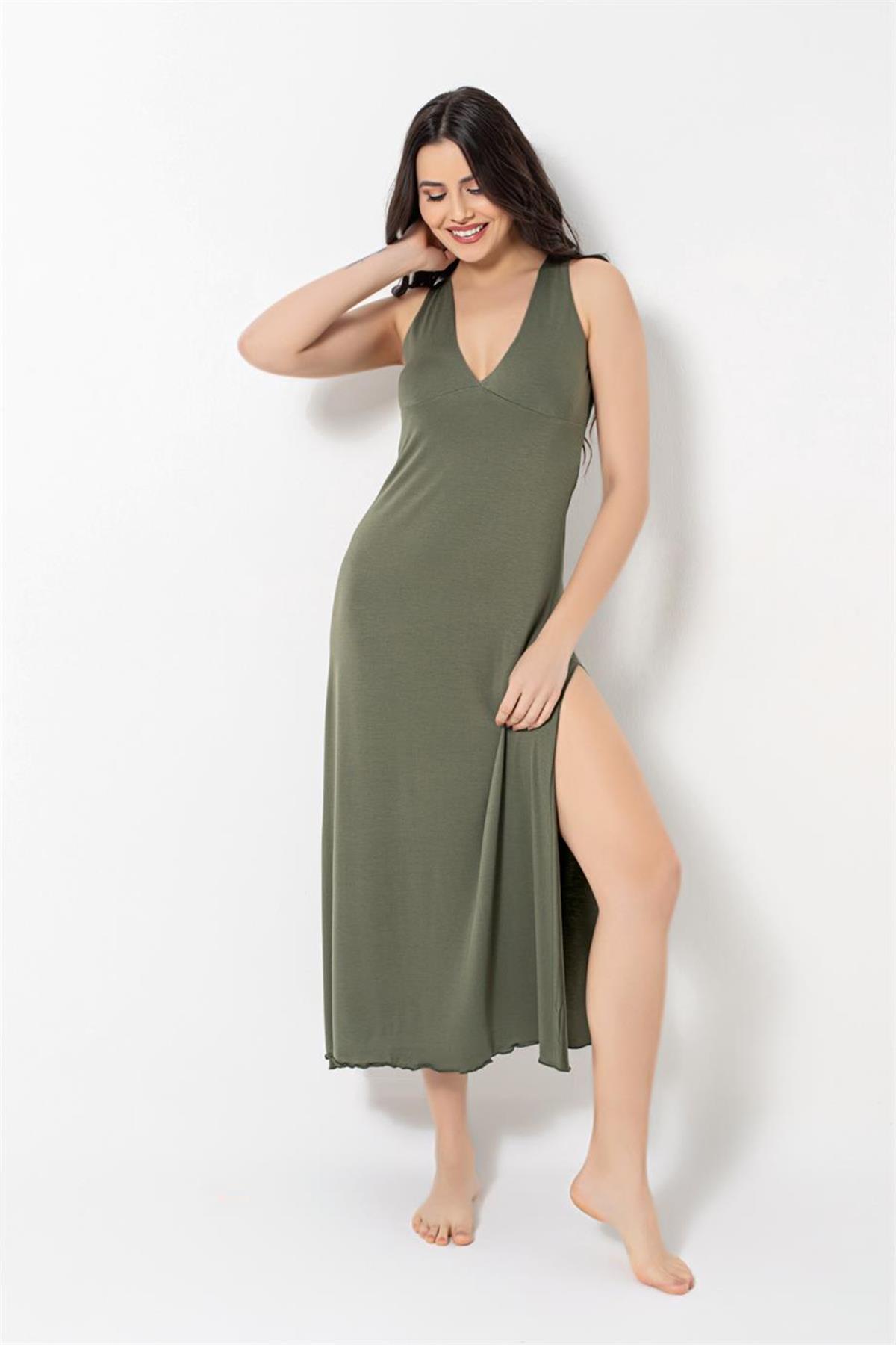 GeceliklerMonamise 18485 Kadın Kalın Askılı Göğüs ve Sırt Dekoteli Brode Dantelli Yırtmaçlı Gecelik-Haki | Pijamapazari.comMonamise 18485 Kadın Kalın Askılı Göğüs ve Sırt Dekoteli Brode Dantelli Yırtmaçlı Gecelik-Haki