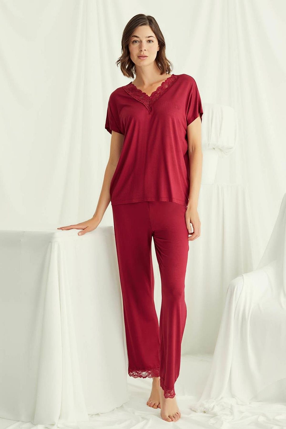 PijamalarMonamise 18495 Kadın V Yaka  Kısa Kollu Pijama Takımı-Kırmızı | Pijamapazari.comMonamise 18495 Kadın V Yaka  Kısa Kollu Pijama Takımı-Kırmızı