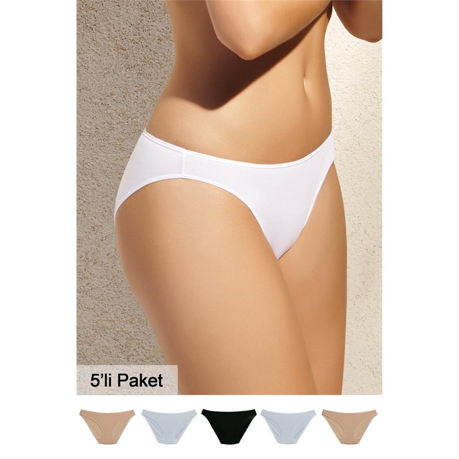 Pierre Cardin 2057 Beşli Slip Külot - Beyaz-Ten-SiyahKülotlarPierre Cardin