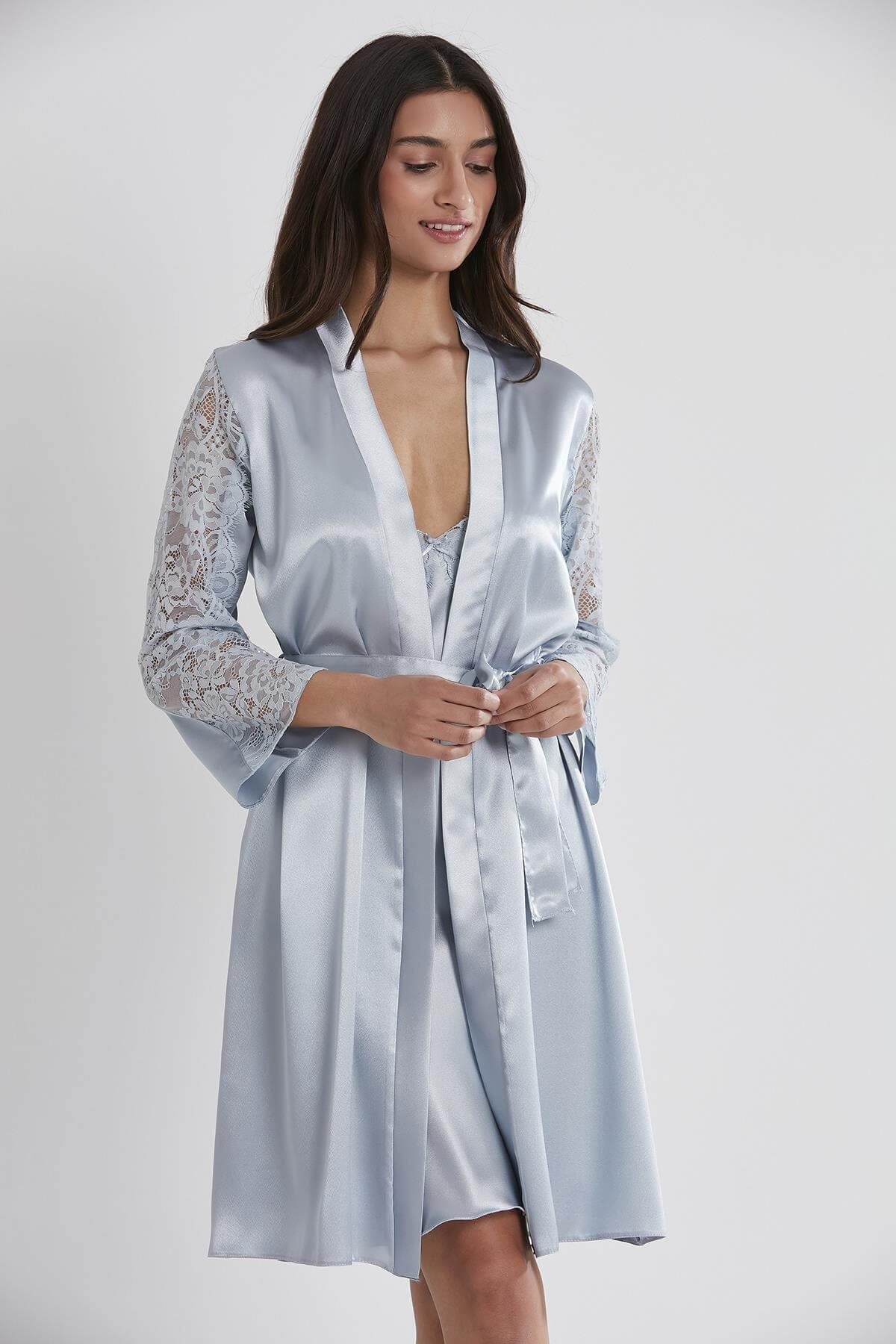 Saten Gecelik & Sabahlık TakımlarPierre Cardin 4025 Gecelik Sabahlık Takım - Mist