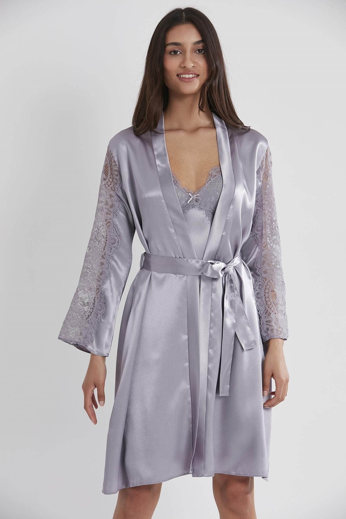 Saten Gecelik & Sabahlık TakımlarPierre Cardin 4025 Gecelik Sabahlık Takım - Royal