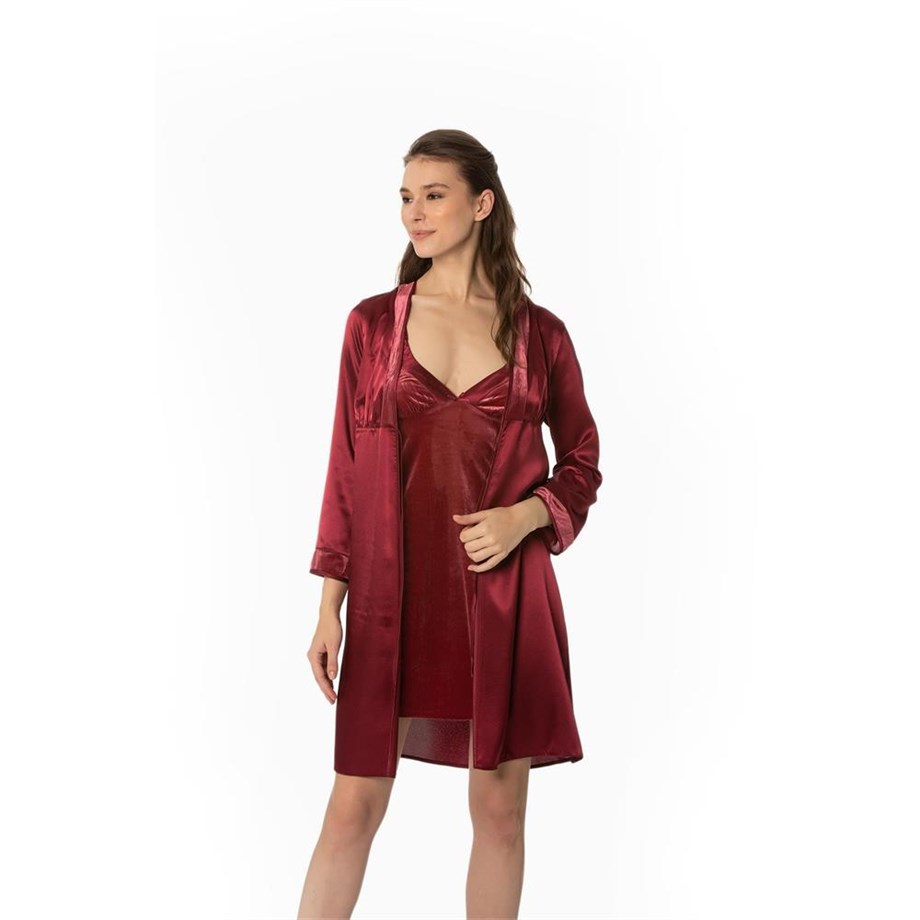 Pierre Cardin 4040 Gecelik Sabahlık Takım - BordoSaten Gecelik & Sabahlık TakımlarPierre Cardin