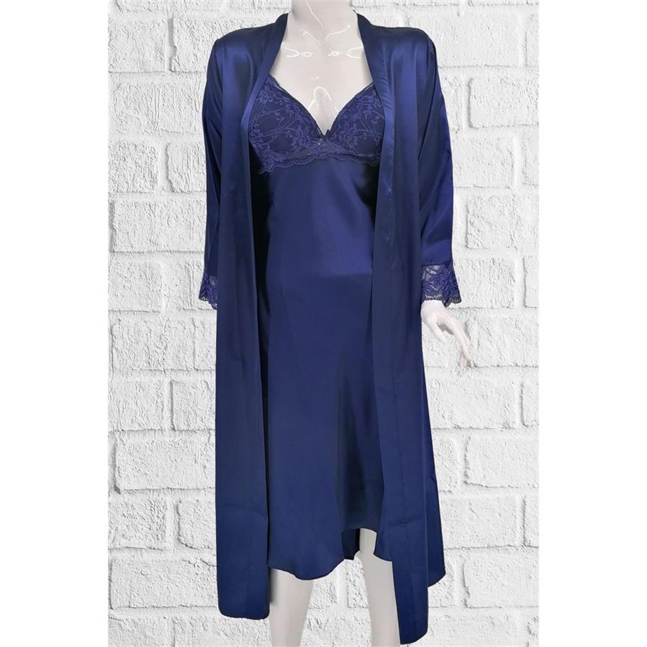 Pierre Cardin 4370 Gecelik Sabahlık Takım - LacivertSaten Gecelik & Sabahlık TakımlarPierre Cardin
