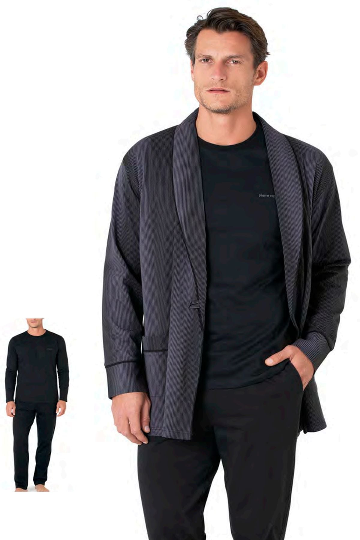 Ropdöşambır TakımlarPierre Cardin 5635 Erkek %100 Pamuk Uzun Kollu Sabahlıklı Pijama Takım-Siyah | Pijamapazari.comPierre Cardin 5635 Erkek %100 Pamuk Uzun Kollu Sabahlıklı Pijama Takım-Siyah