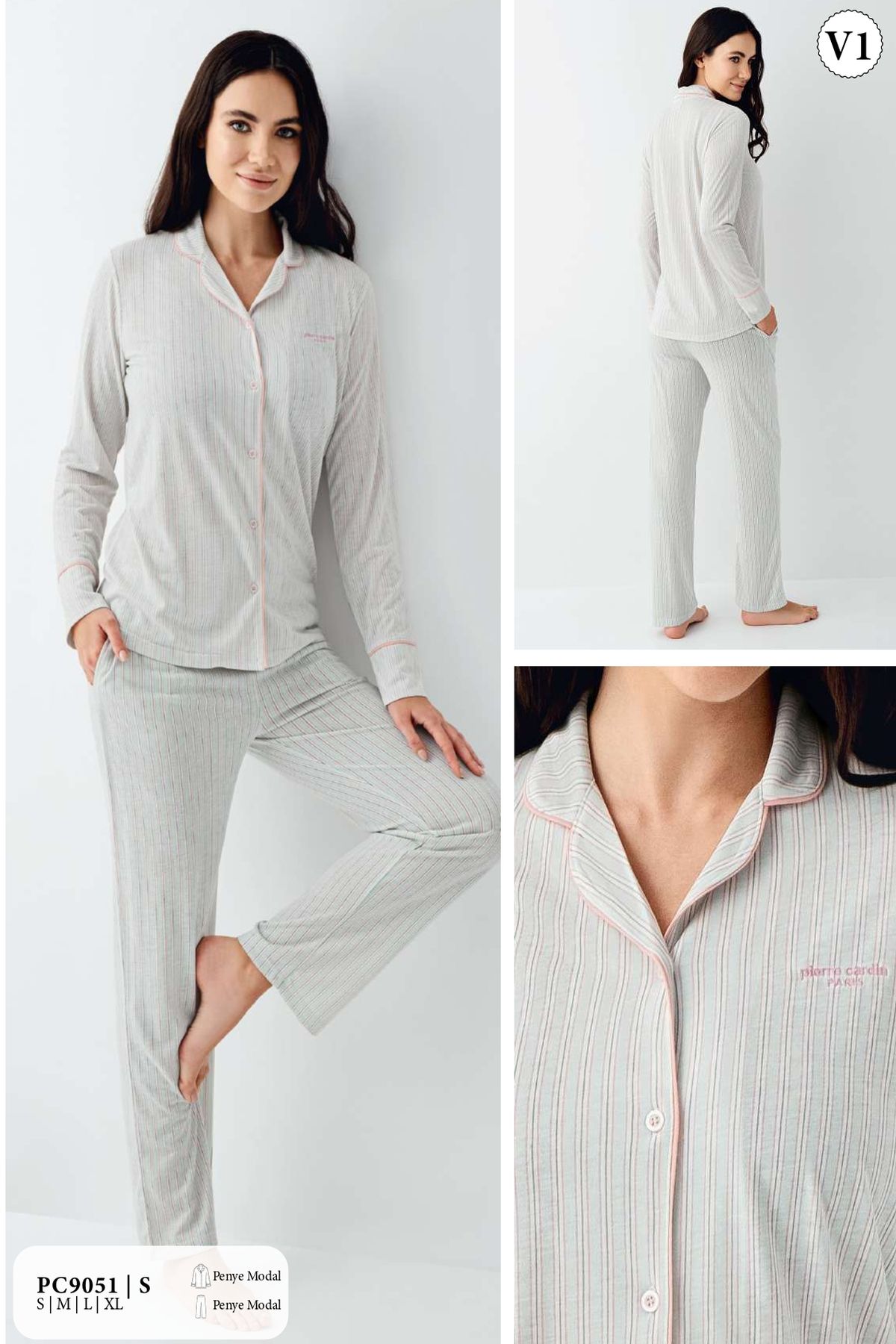 PijamalarPierre Cardin 9051 Kadın Uzun Kollu Gömlek Pijama Takımı-Nil | Pijamapazari.comPierre Cardin 9051 Kadın Uzun Kollu Gömlek Pijama Takımı-Nil