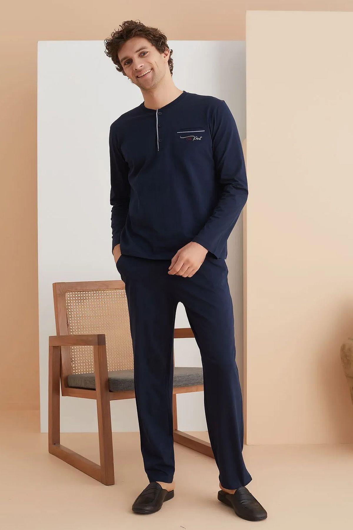 PijamalarPolat 1250 Elitepoint Erkek Uzun Kollu Yakası Üç Düğmeli Pijama Takımı-Lacivert | Pijamapazari.comPolat 1250 Elitepoint Erkek Uzun Kollu Yakası Üç Düğmeli Pijama Takımı-Lacivert