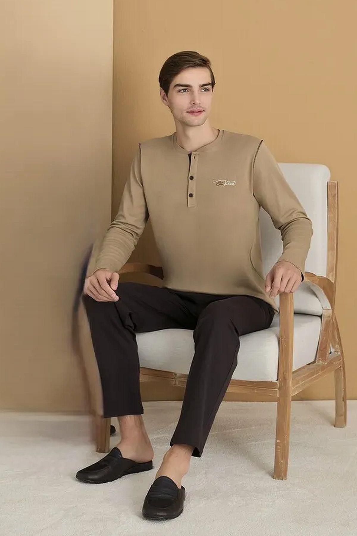 PijamalarPolat 1615 Elitepoint Erkek Uzun Kollu Yakası Üç Düğmeli Pijama Takımı-Bej | Pijamapazari.comPolat 1615 Elitepoint Erkek Uzun Kollu Yakası Üç Düğmeli Pijama Takımı-Bej