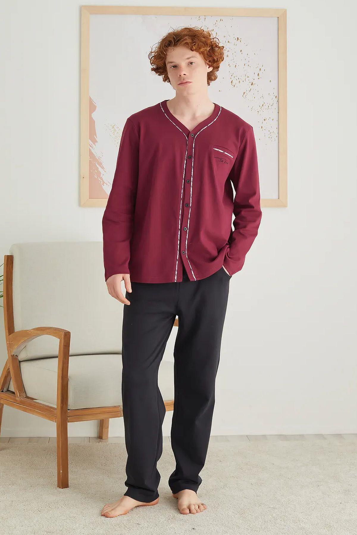 PijamalarPolat 1623 Elitepoint Erkek Uzun Kollu Önden Düğmeli Pijama Takımı-Vişne | Pijamapazari.comPolat 1623 Elitepoint Erkek Uzun Kollu Önden Düğmeli Pijama Takımı-Vişne