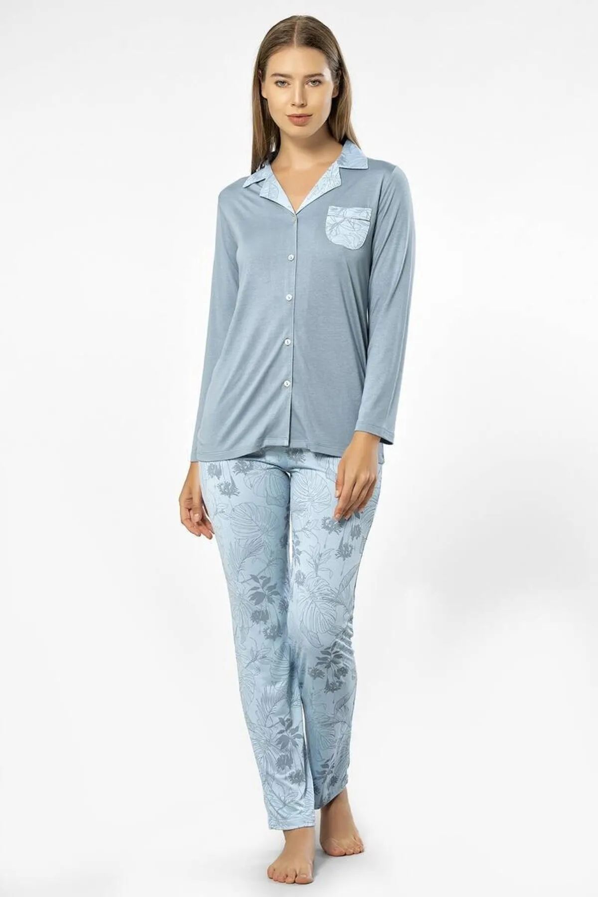 PijamalarTüren 3377 Kadın Uzun Kollu Gömlek Pijama Takım-Mavi | Pijamapazari.comTüren 3377 Kadın Uzun Kollu Gömlek Pijama Takım-Mavi
