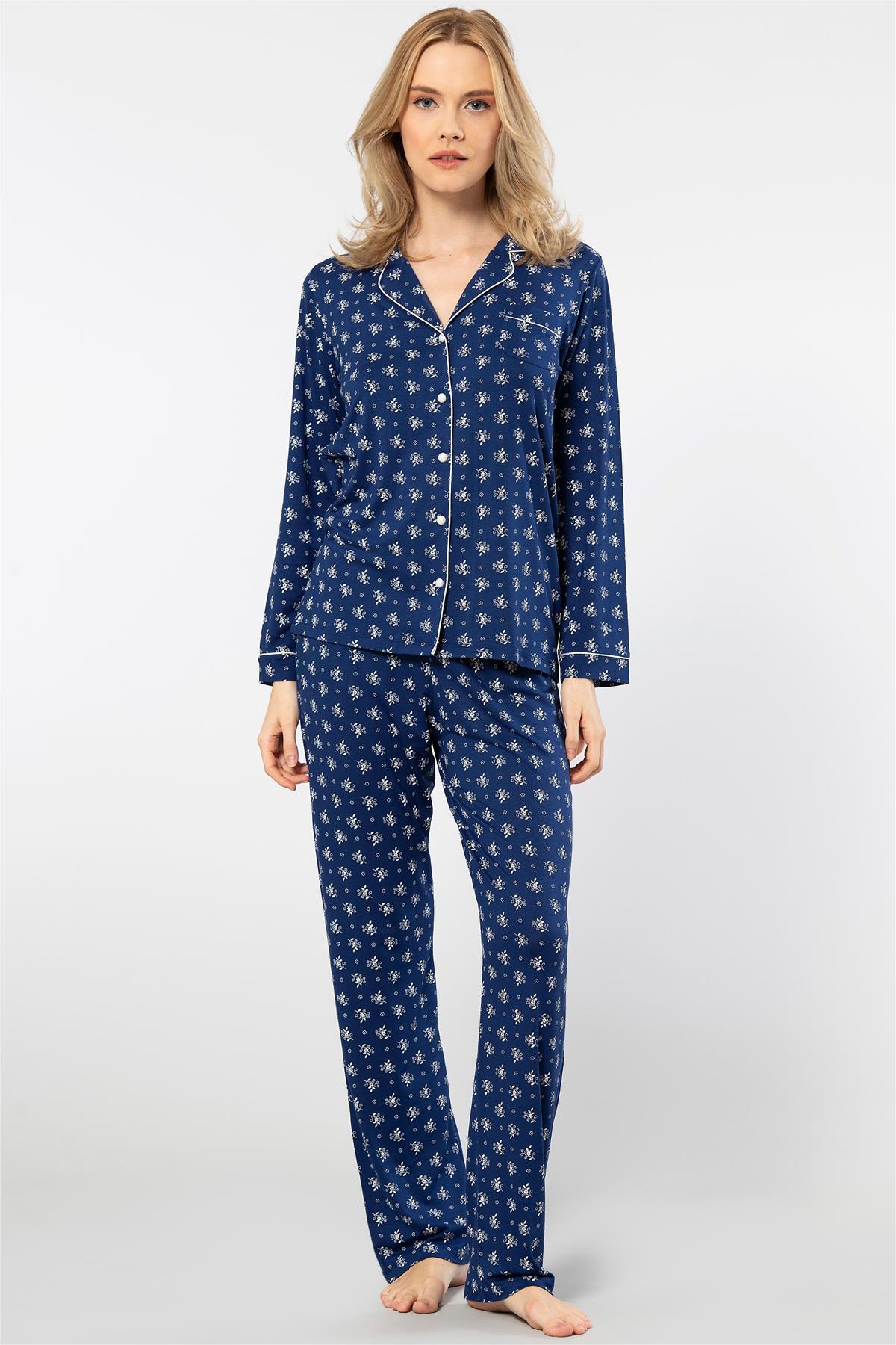 PijamalarTüren 3379 Kadın Uzun Kollu Gömlek Pijama Takım-Lacivert | Pijamapazari.comTüren 3379 Kadın Uzun Kollu Gömlek Pijama Takım-Lacivert