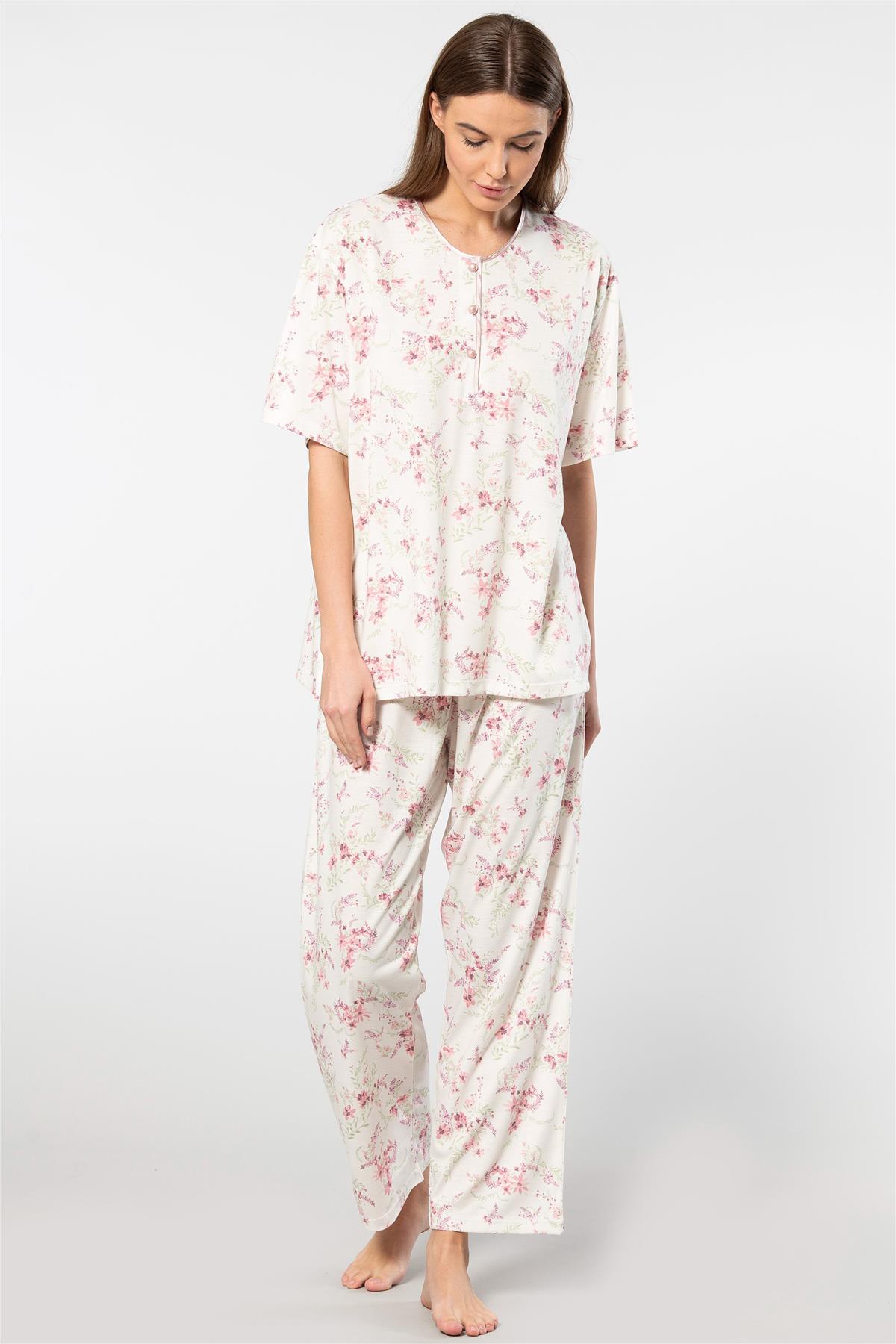 PijamalarTüren 3387 Kadın Battal Çiçekli Patlı Kısa Kollu Pijama Takımı-Pembe  | Pijamapazari.comTüren 3387 Kadın Battal Çiçekli Patlı Kısa Kollu Pijama Takımı-Pembe 