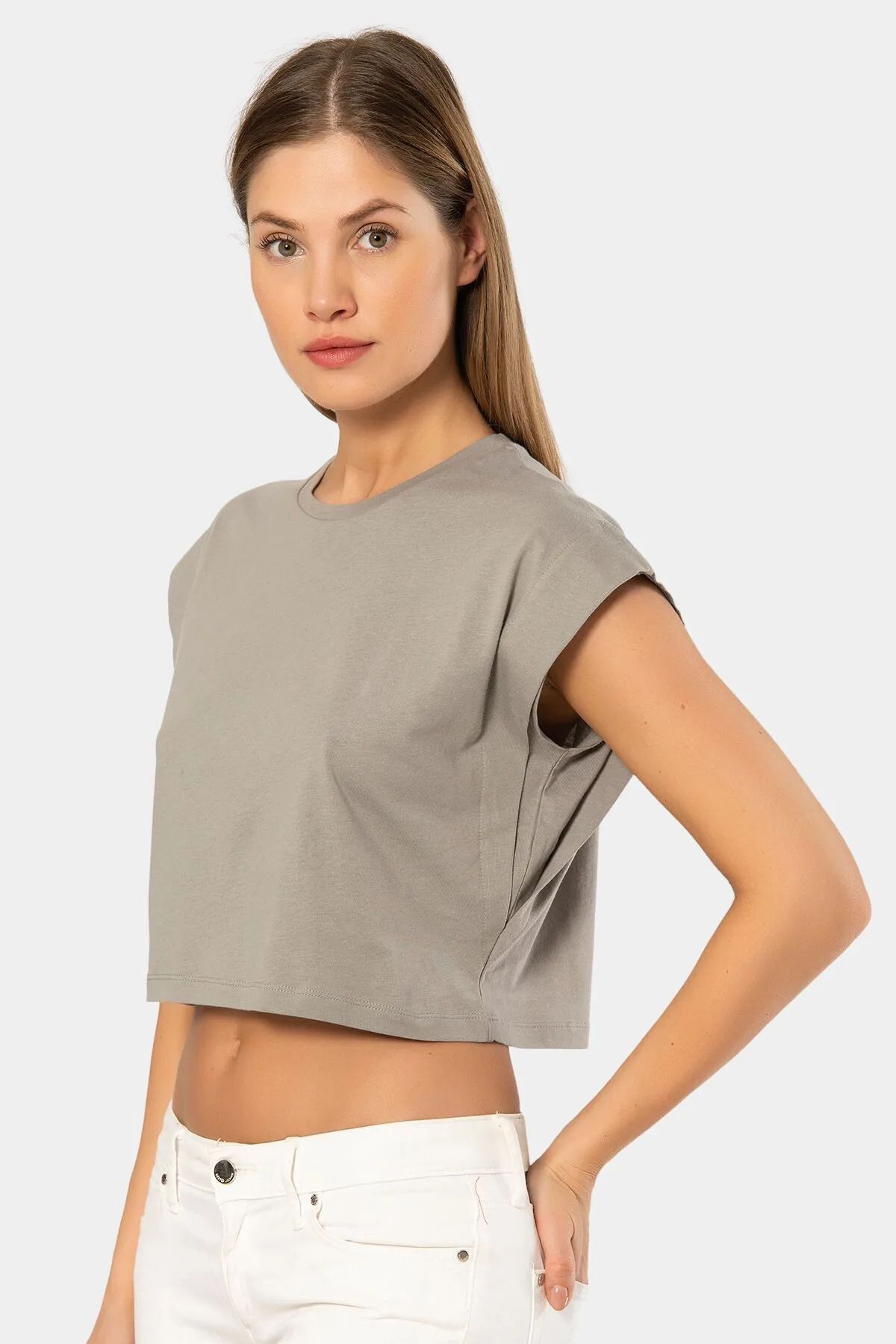 T-ShirtTüren 3402 Kadın Vatka Görünümlü Crop T-shirt-Gri | Pijamapazari.comTüren 3402 Kadın Vatka Görünümlü Crop T-shirt-Gri