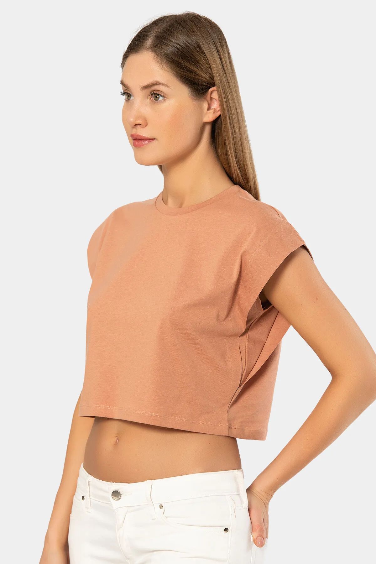 T-ShirtTüren 3402 Kadın Vatka Görünümlü Crop T-shirt-Somon | Pijamapazari.comTüren 3402 Kadın Vatka Görünümlü Crop T-shirt-Somon