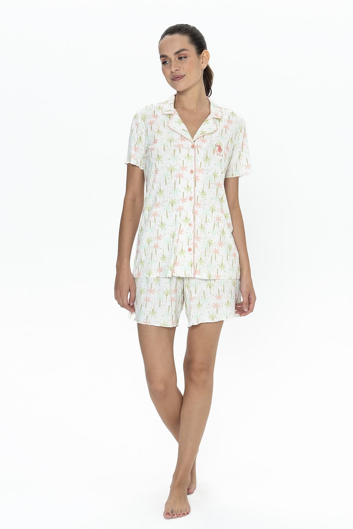 PijamalarU.s Polo Assn. 20081 Kadın Kısa Kollu Şortlu Gömlek Pijama Takım-Ekru | Pijamapazari.comU.s Polo Assn. 20081 Kadın Kısa Kollu Şortlu Gömlek Pijama Takım-Ekru