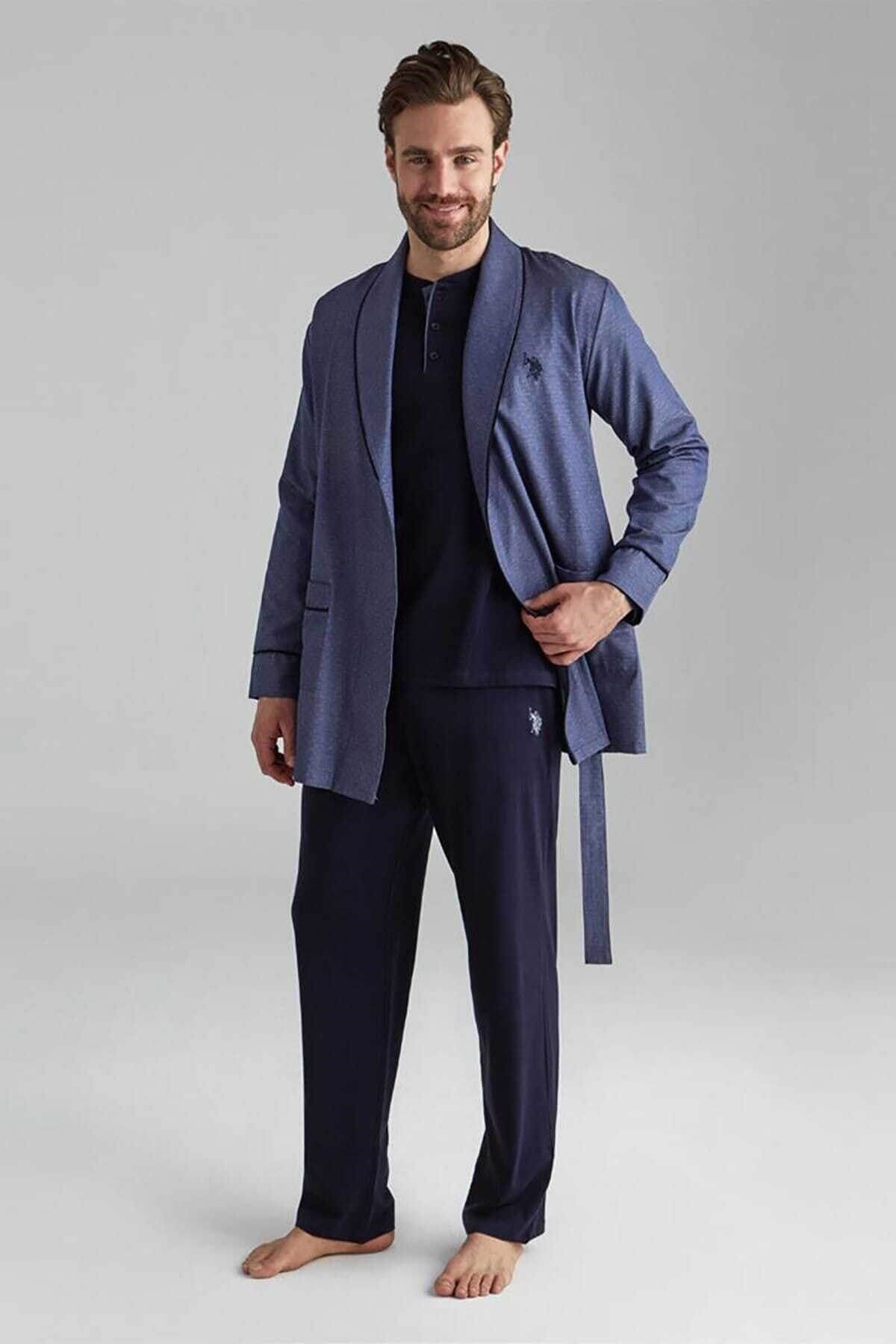 U.S. Polo Assn. 12000 Erkek 5'li Çeyizlik Ropdöşambır Set-Lacivert