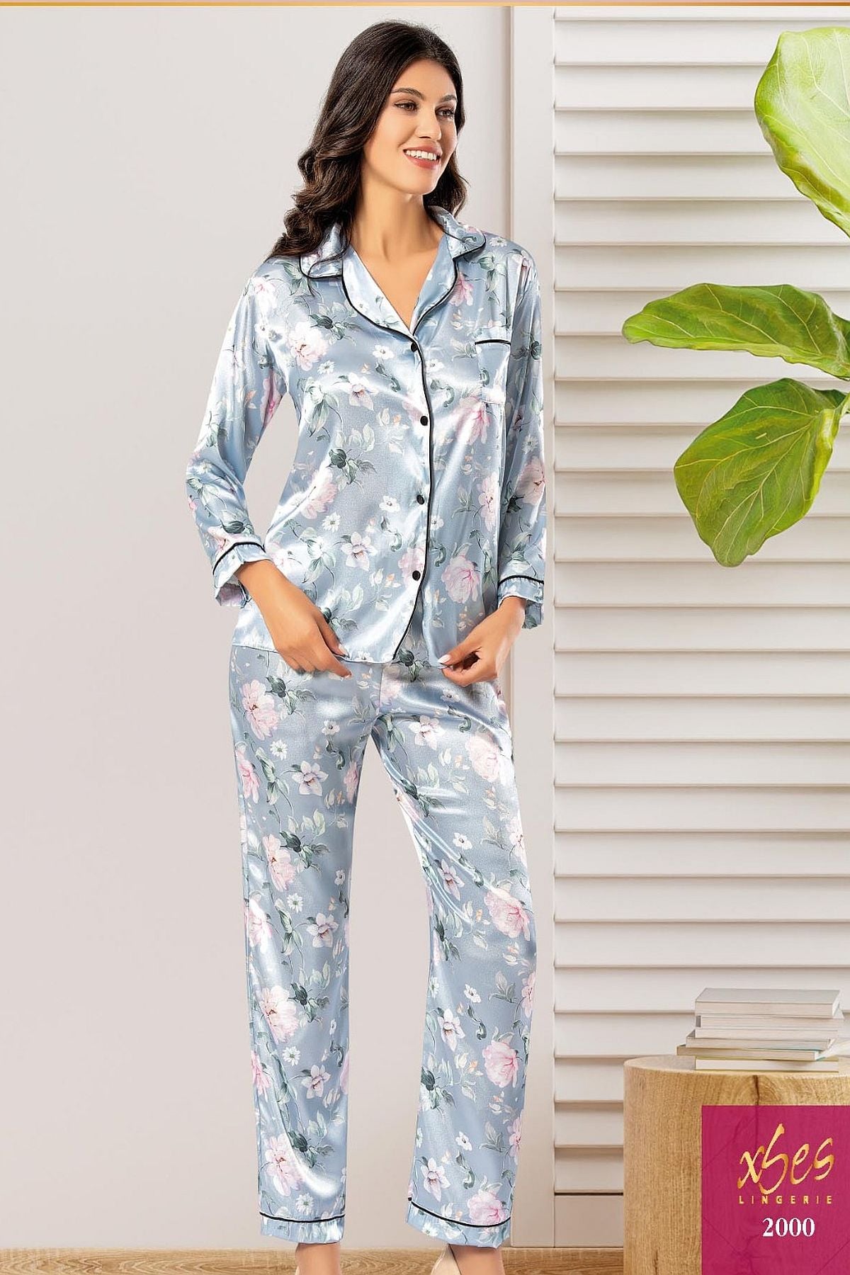 PijamalarXSES 2000 Kadın Uzun Kollu Saten Empirme Pijama Takımı-Mavi | Pijamapazari.comXSES 2000 Kadın Uzun Kollu Saten Empirme Pijama Takımı-Mavi