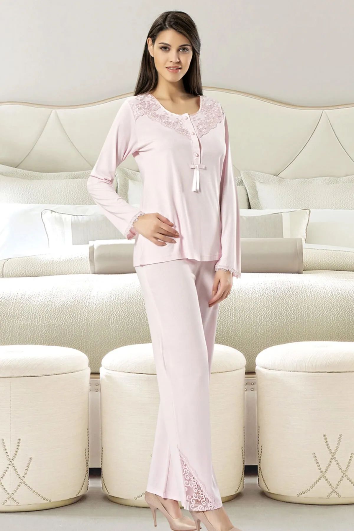 PijamalarXSES 2020 Kadın Uzun Kollu Pijama Takım-Pudra | Pijamapazari.comXSES 2020 Kadın Uzun Kollu Pijama Takım-Pudra