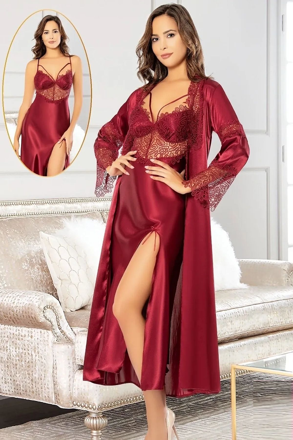 Sabahlıklı Gecelik TakımlarXSES 2104 Kadın Saten Sabahlıklı Gecelik Takım-Bordo | Pijamapazari.comXSES 2104 Kadın Saten Sabahlıklı Gecelik Takım-Bordo
