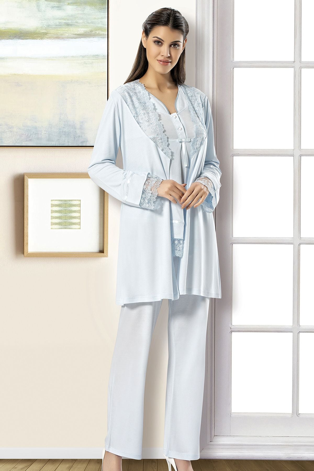Sabahlıklı Pijama TakımlarıXSES 2190 Kadın Hamile Lohusa Sabahlıklı Pijama Takım-Mavi | Pijamapazari.comXSES 2190 Kadın Hamile Lohusa Sabahlıklı Pijama Takım-Mavi