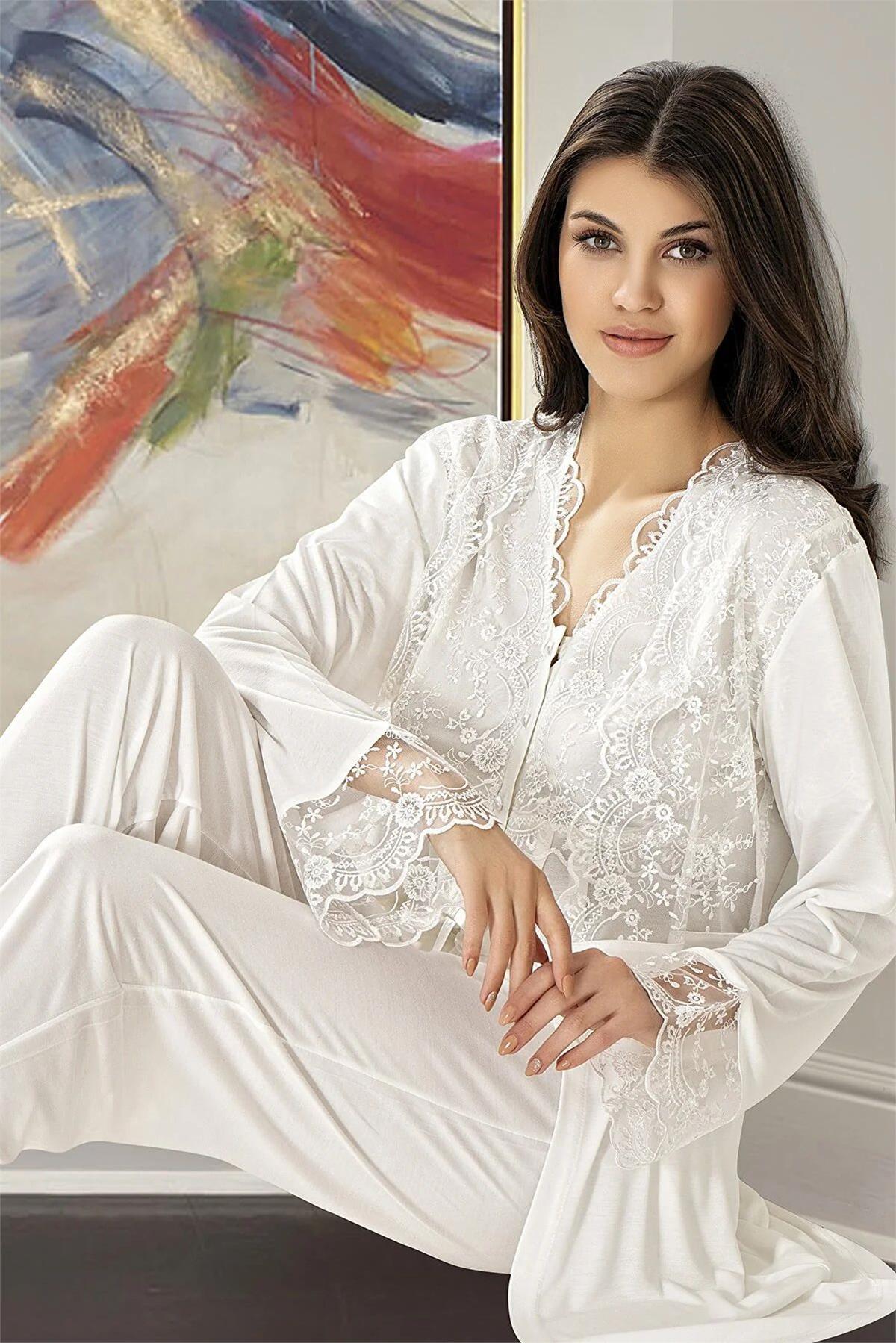 Sabahlıklı Pijama TakımlarıXSES 4300 Kadın Hamile Lohusa Sabahlıklı Pijama Takım-Ekru | Pijamapazari.comXSES 4300 Kadın Hamile Lohusa Sabahlıklı Pijama Takım-Ekru