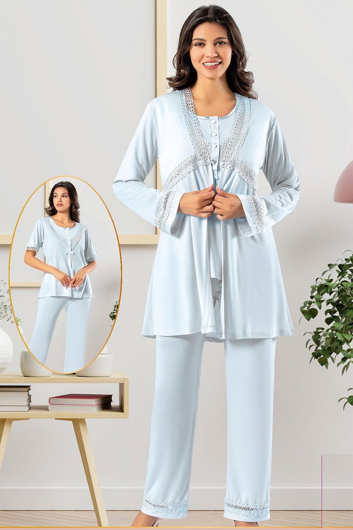 Sabahlıklı Pijama TakımlarıXSES 4850 Kadın Hamile Lohusa Sabahlıklı Pijama Takım-Mavi | Pijamapazari.comXSES 4850 Kadın Hamile Lohusa Sabahlıklı Pijama Takım-Mavi