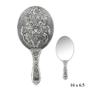 Gümüş 925 Ayar Gül Desenli El Aynası