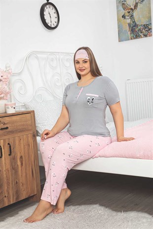 Büyük Beden Kısa Kollu Kadın Pijama Takımı