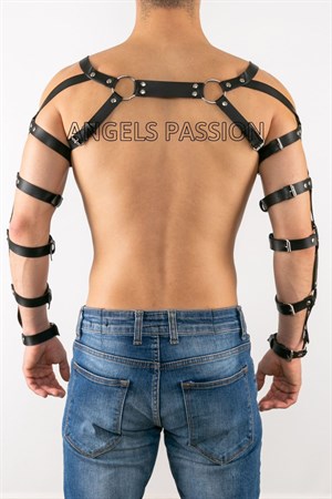 Erkek Fantazi Giyim Deri Kol ve Göğüs Harness - APFTM5