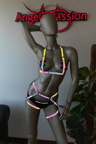 Erotik Giyim Reflektörlü Harness Takım