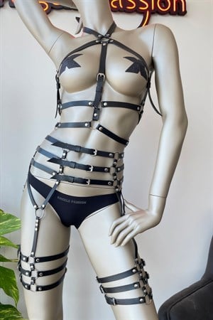 Fantazi Deri İç Giyim Jartiyer Harness