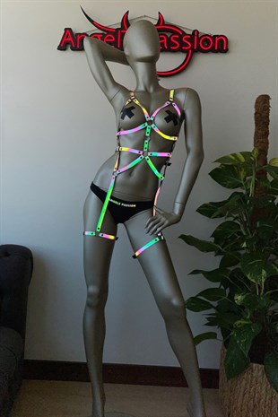 Fantezi Giyim Renkli Reflektörlü Body Harness