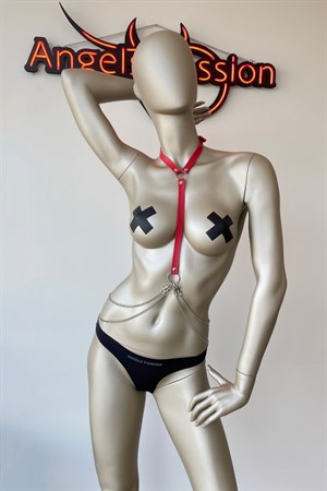 Şık ve Tarz Kırmızı Deri Harness