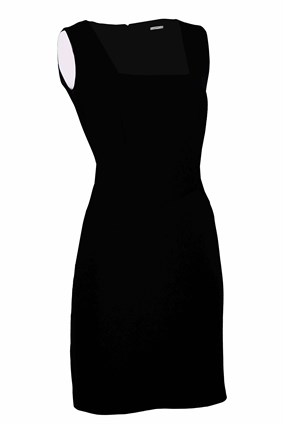 Belle Siyah Kare Yakalı Kolsuz Mini Krep Elbise