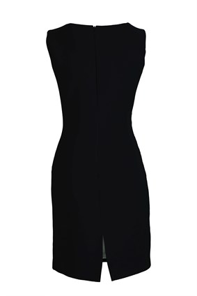 Block Siyah&Beyaz Kare Yakalı Kolsuz Mini Krep Elbise