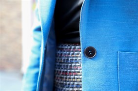 CEKETBold Mavi Tek Düğmeli Bol Kesimli Kadın Ceket