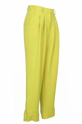 Marvel Fıstık Yeşili Pileli Manşet Detaylı Krep Kadın Pantolon