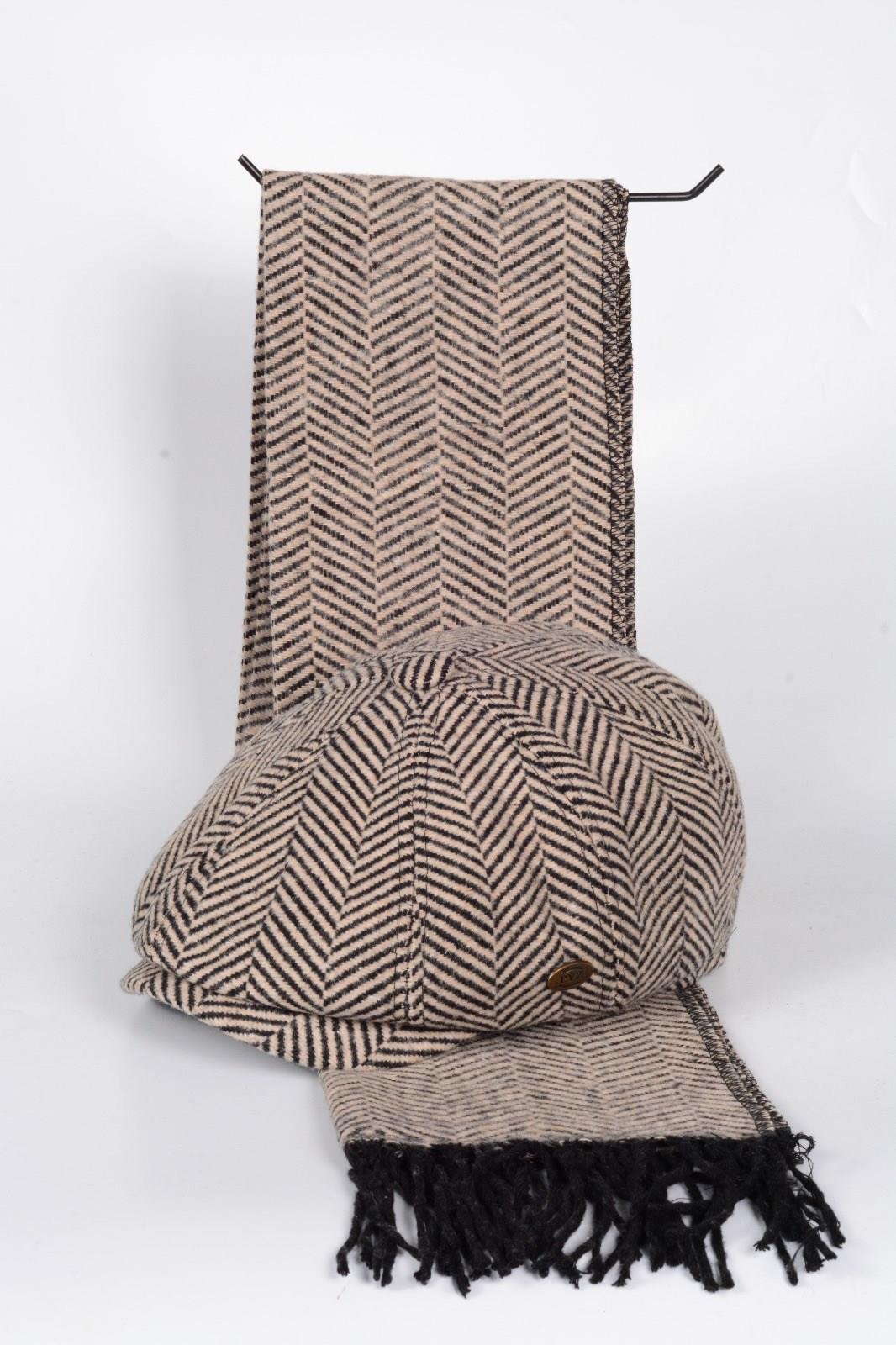 David Beckham Model Peaky Blinders BalıkSırtı Kışlık Kasket Şapka Atkı Hediyeli Kombin 