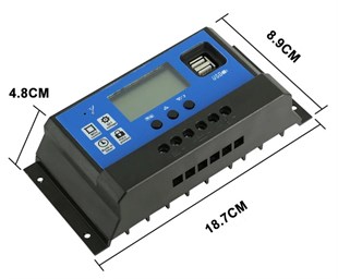 40A Solar Güneş Paneli Akü Şarj Kontrol Cihazı PWM 12v-24v Çift USB