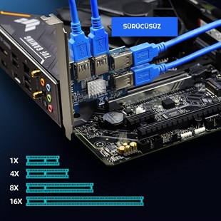 USB3.0 GPU Riser Çoklayıcı 4USB X1 to X16  PCI-E Çoklayıcı Mining