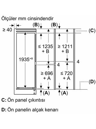 Bosch KBN96ADD0 Alttan Donduruculu Ankastre Buzdolabı 193.5 x 70.8 cm, softClosing Düz Menteşe