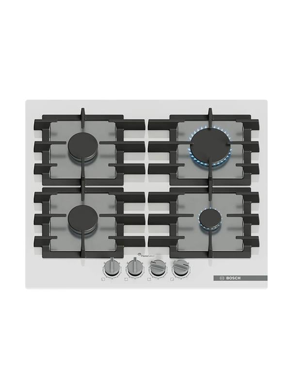 Bosch PPP6A2I40O Gazlı Ocak 60 cm Sert cam, Beyaz