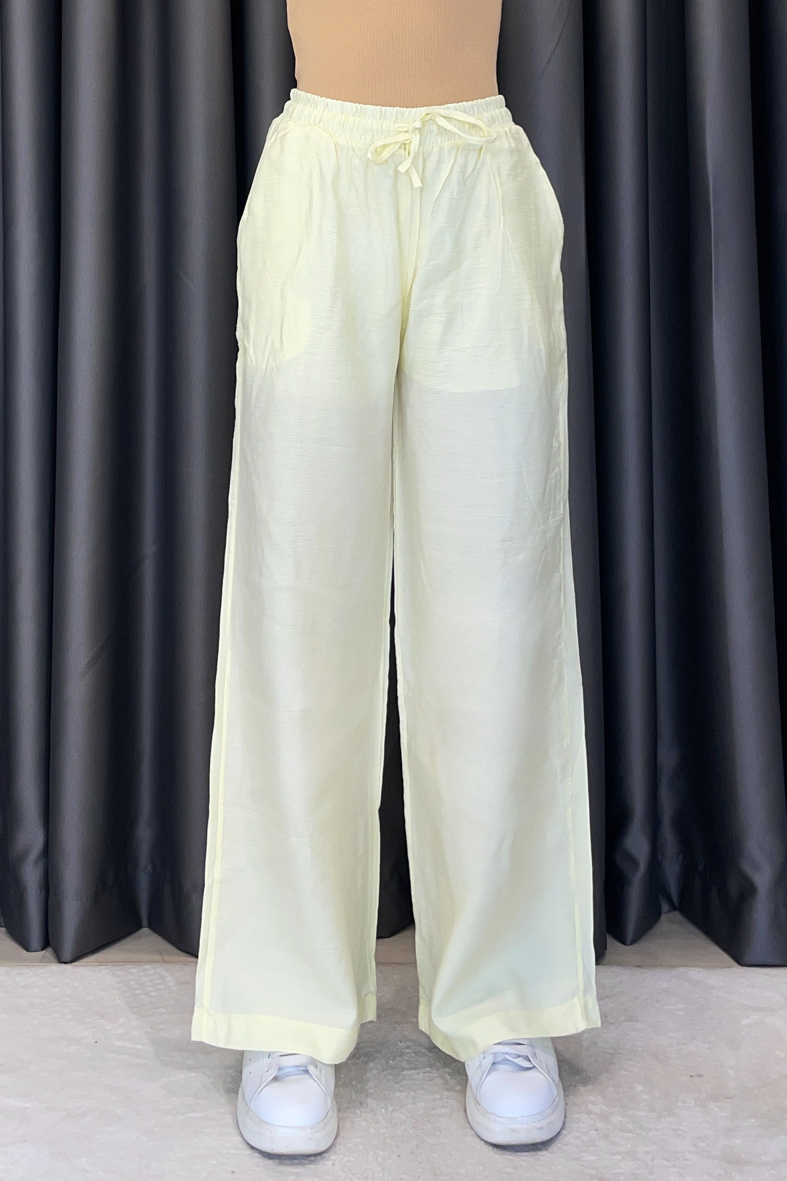 Astarlı Bol Paça Pantolon - Sarı SARI